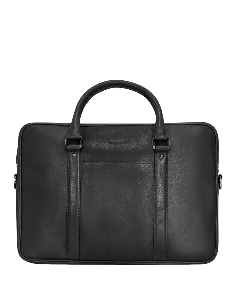 Champs Onyx Leather Slim Briefcase In Black