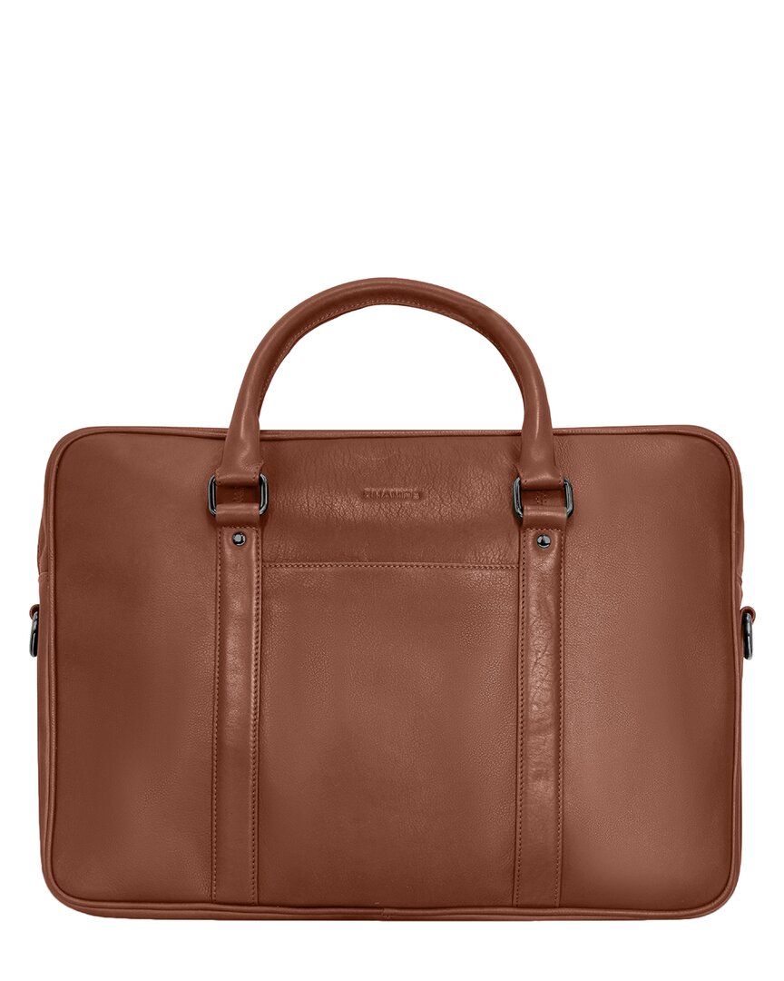Champs Onyx Leather Slim Briefcase In Brown