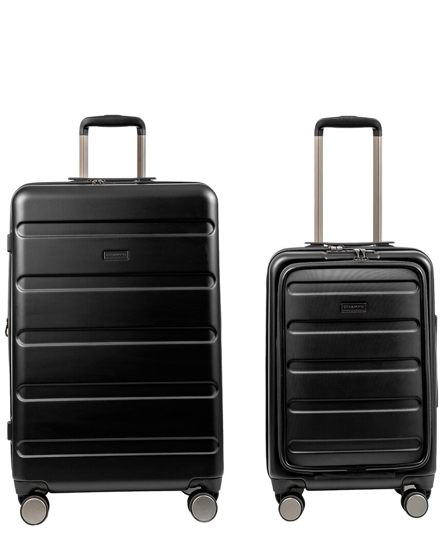 Champs Tech 2pc Expandable Luggage Set In Black