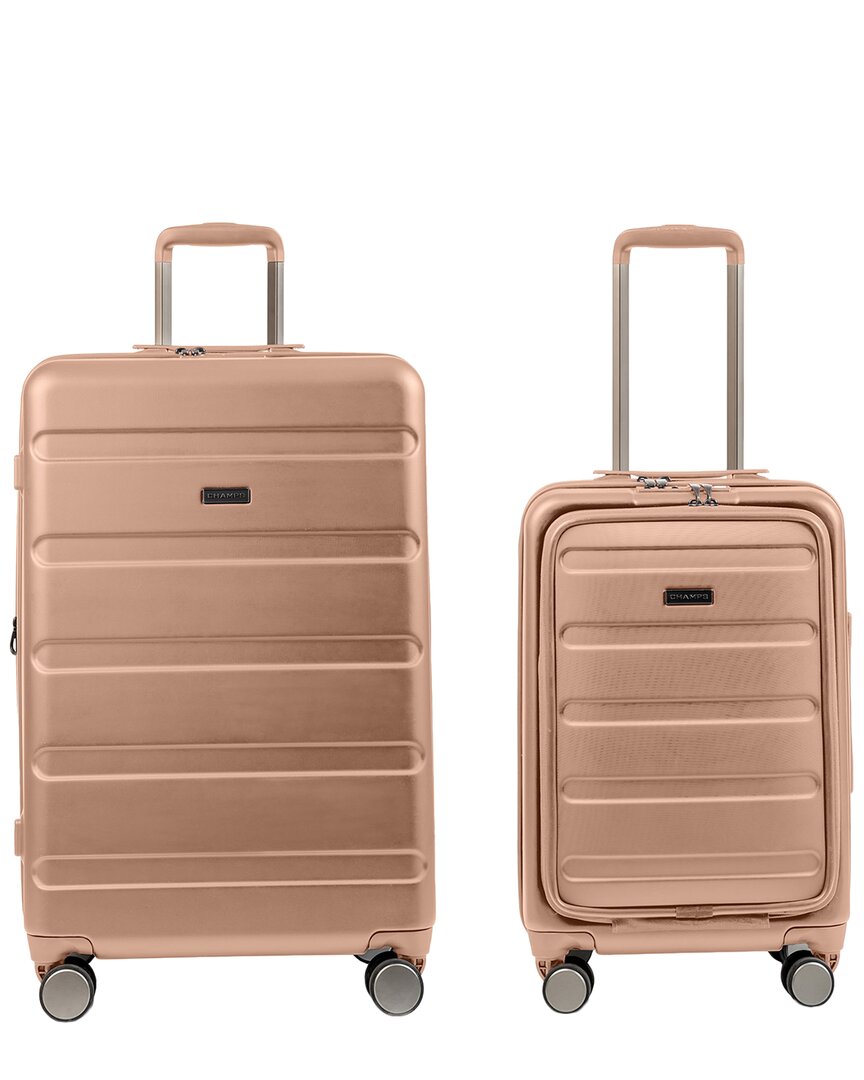 Champs Tech 2pc Expandable Luggage Set In Gold