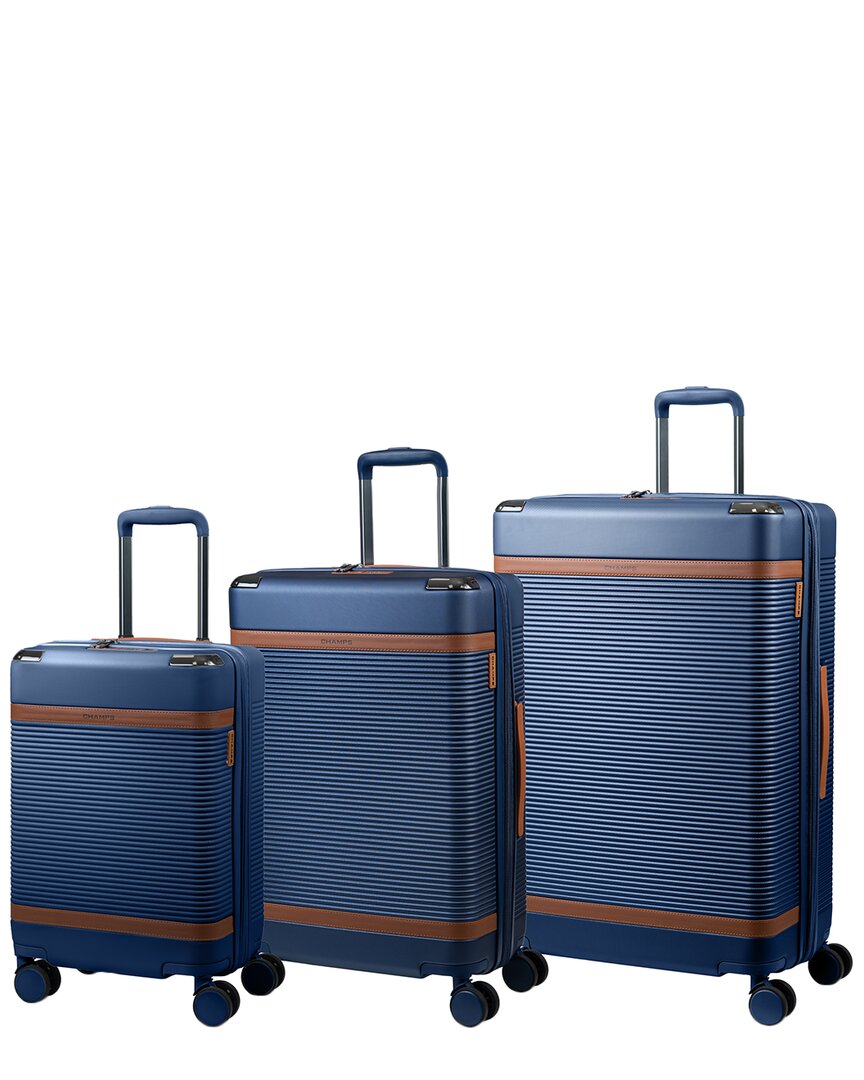Champs Vintage Iii 3pc Expandable Luggage Set In Blue