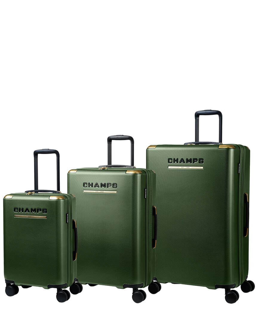 Champs Luxe Ii 3pc Expandable Luggage Set In Green