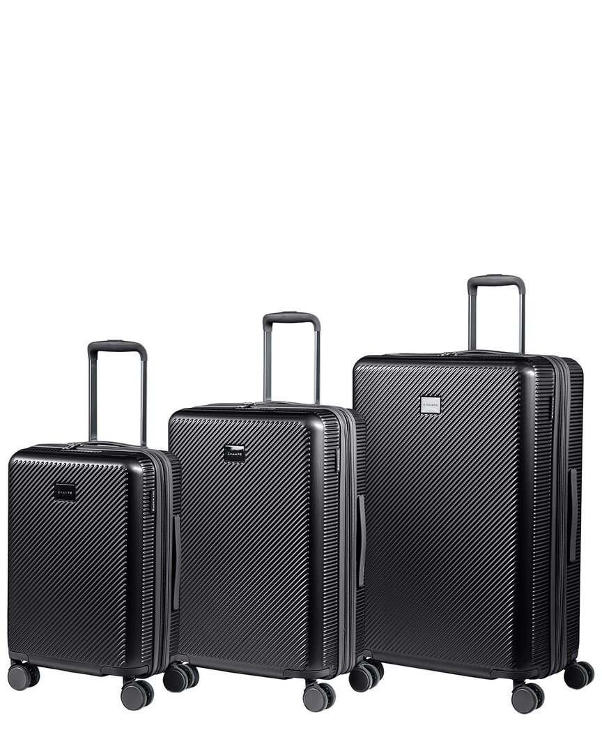 Champs Iconic Ii 3pc Expandable Luggage Set In Black