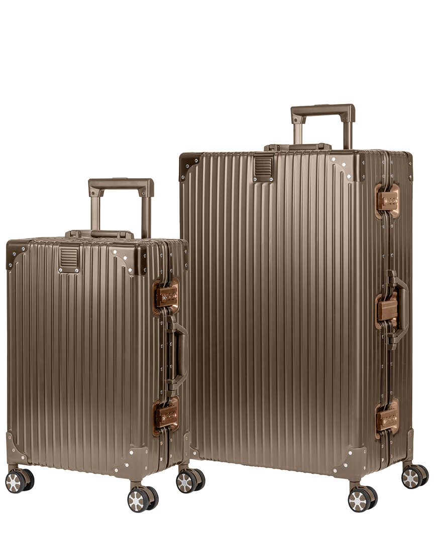 Champs Elite Aluminum 2pc Luggage Set In Gold