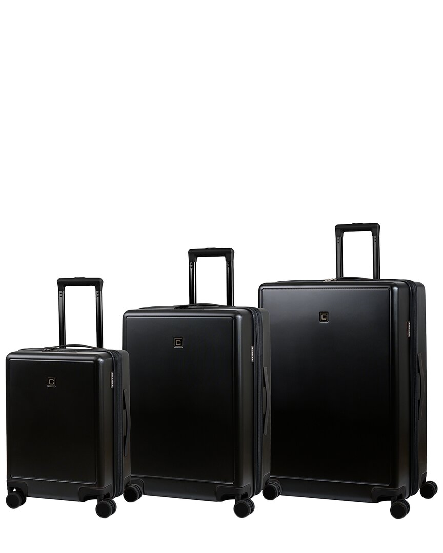 Champs Vintage Muse 3pc Expandable Luggage Set In Black