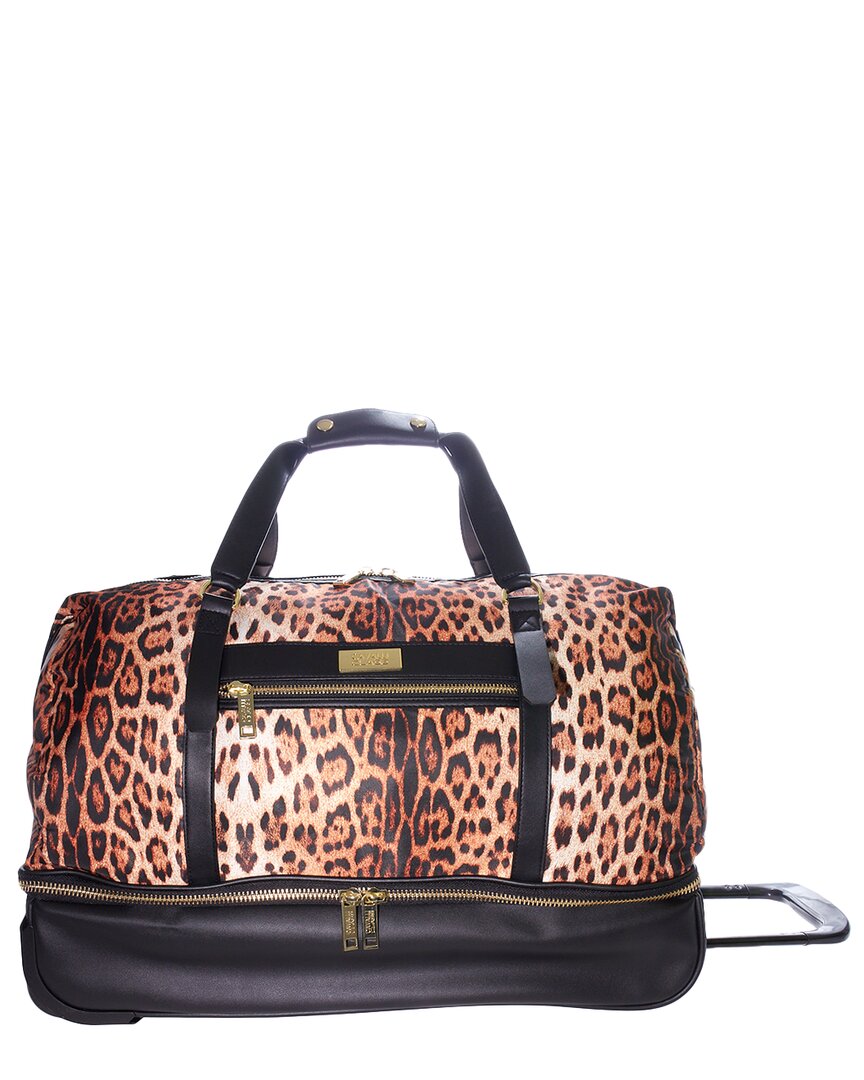 Dejuno 28" Lightweight Denim Drop Bottom Rolling Duffel Bag - Burgundy