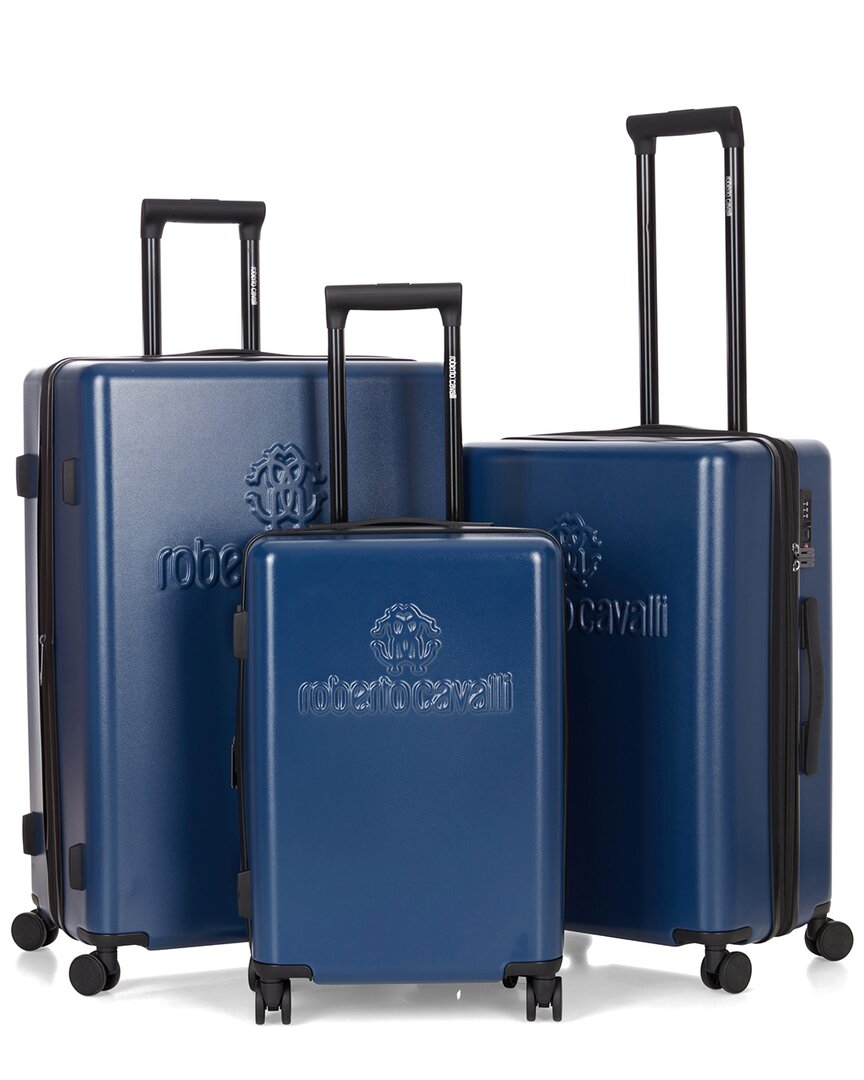 Roberto Cavalli 3pc Expandable Hardcase Luggage Set In Blue