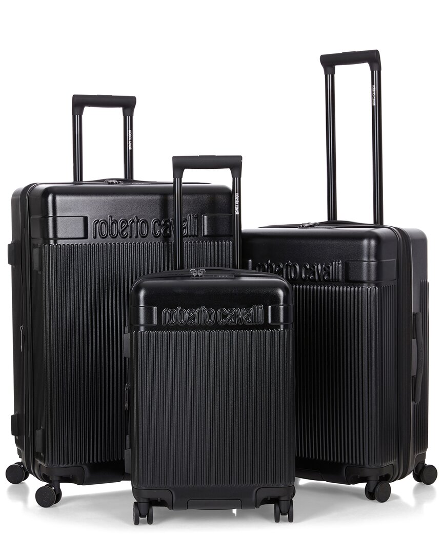 Roberto Cavalli 3pc Expandable Hardcase Luggage Set In Black
