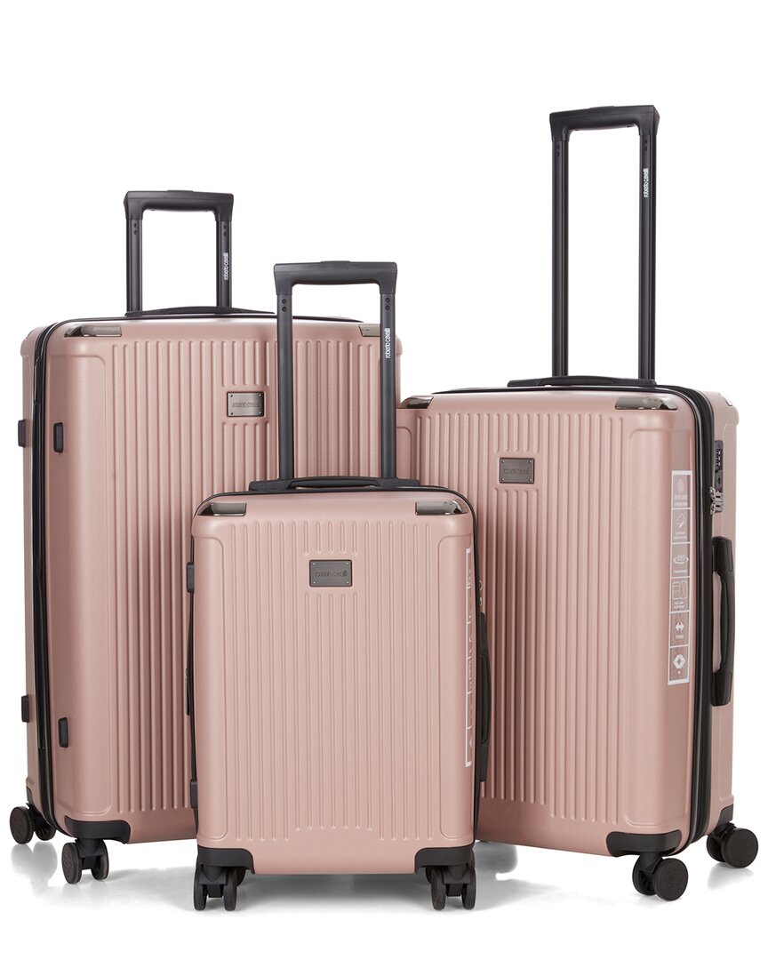 Roberto Cavalli 3pc Expandable Softcase Luggage Set In Pink