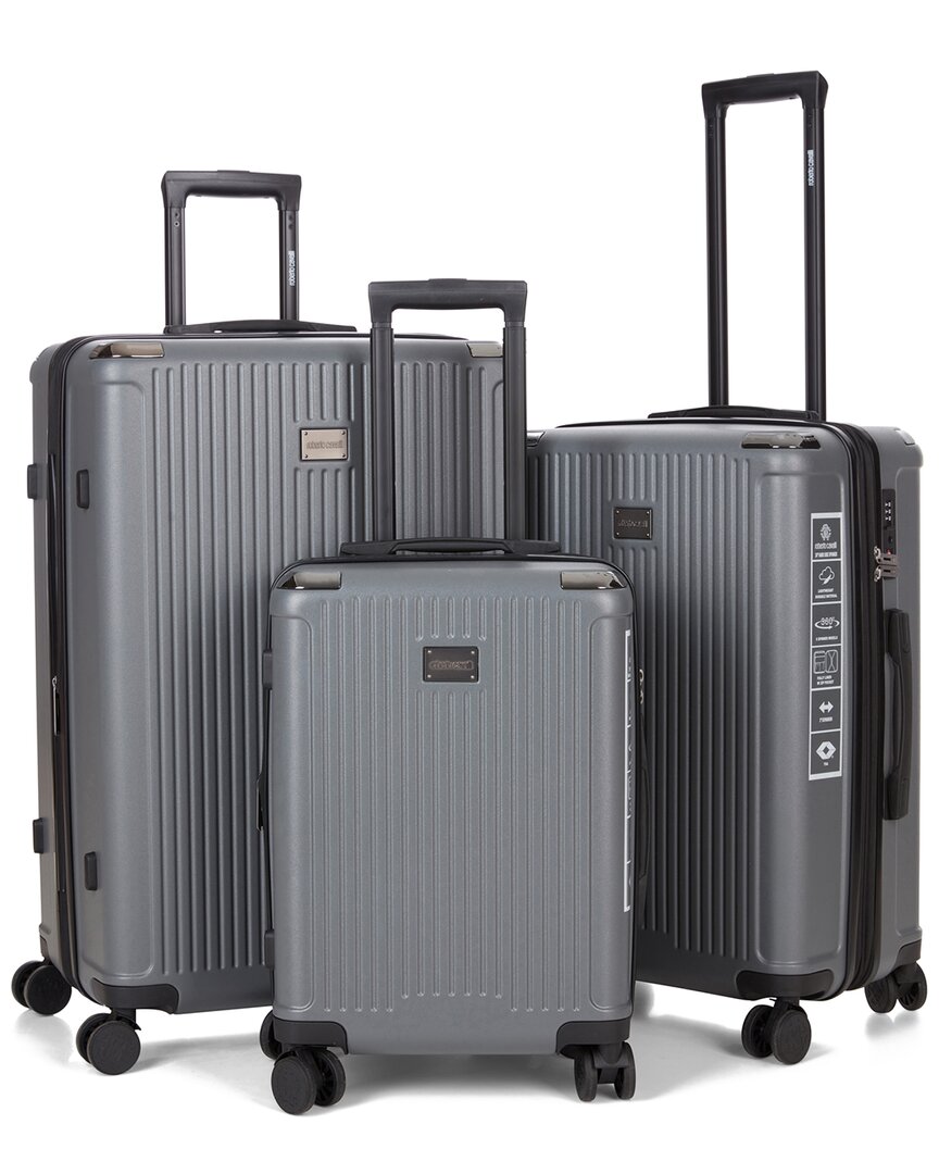 Roberto Cavalli 3pc Expandable Softcase Luggage Set In Gray