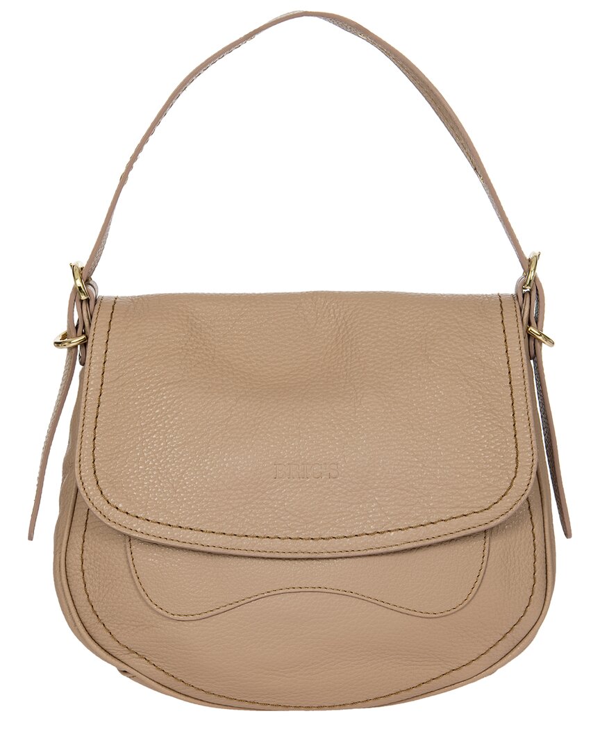 Bric's Gondola Stella Medium Leather Bag With Buckle In Silver