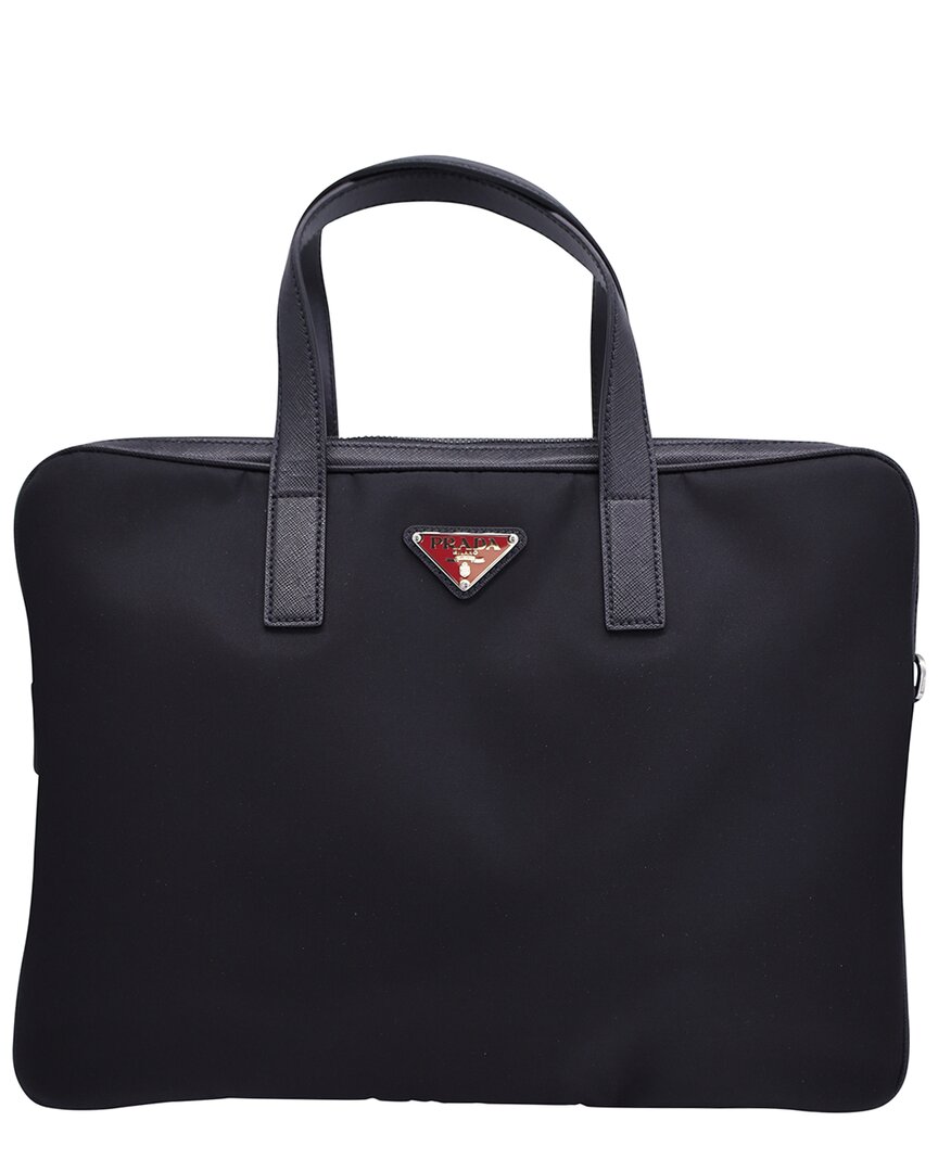 Prada Black Re-nylon & Leather Briefcase (authentic Pre-loved)
