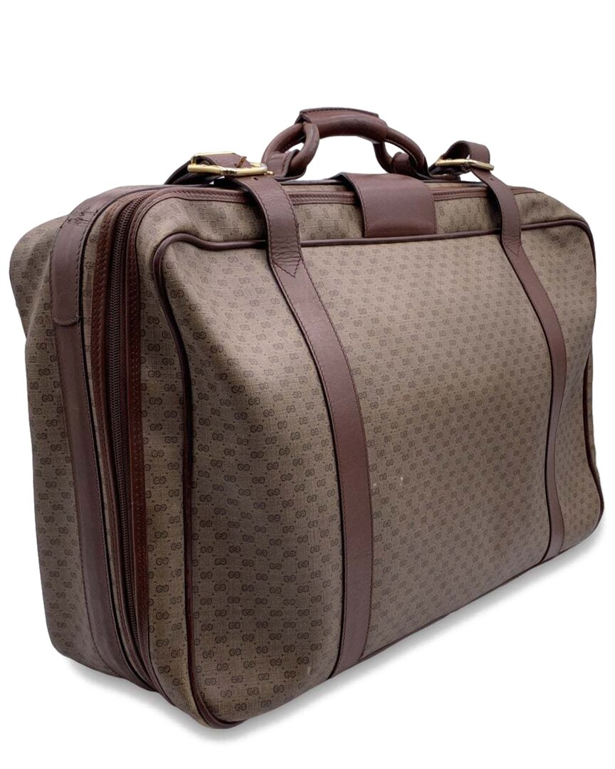 Gucci Brown Cotton Luggage (authentic Pre-loved) In Brown