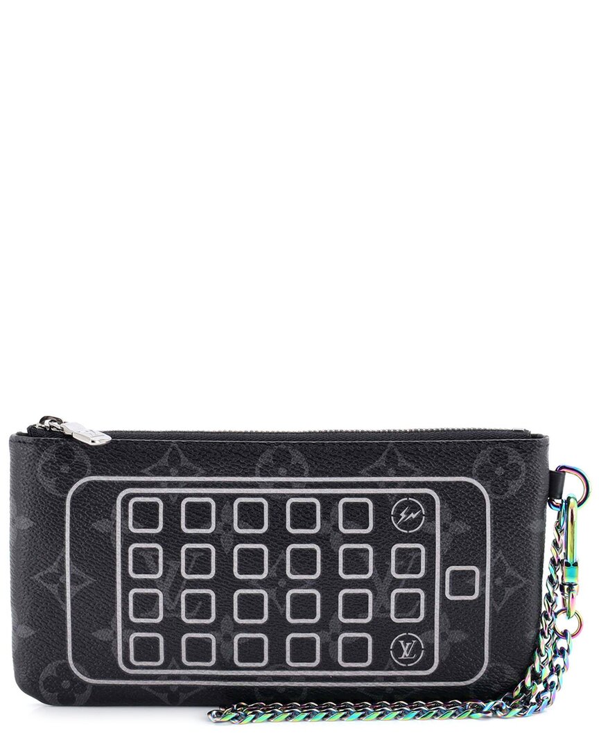 Pre-owned Louis Vuitton Iphone Pouch Flash Fragment Monogram Eclipse Canvas (authentic Pre-loved)