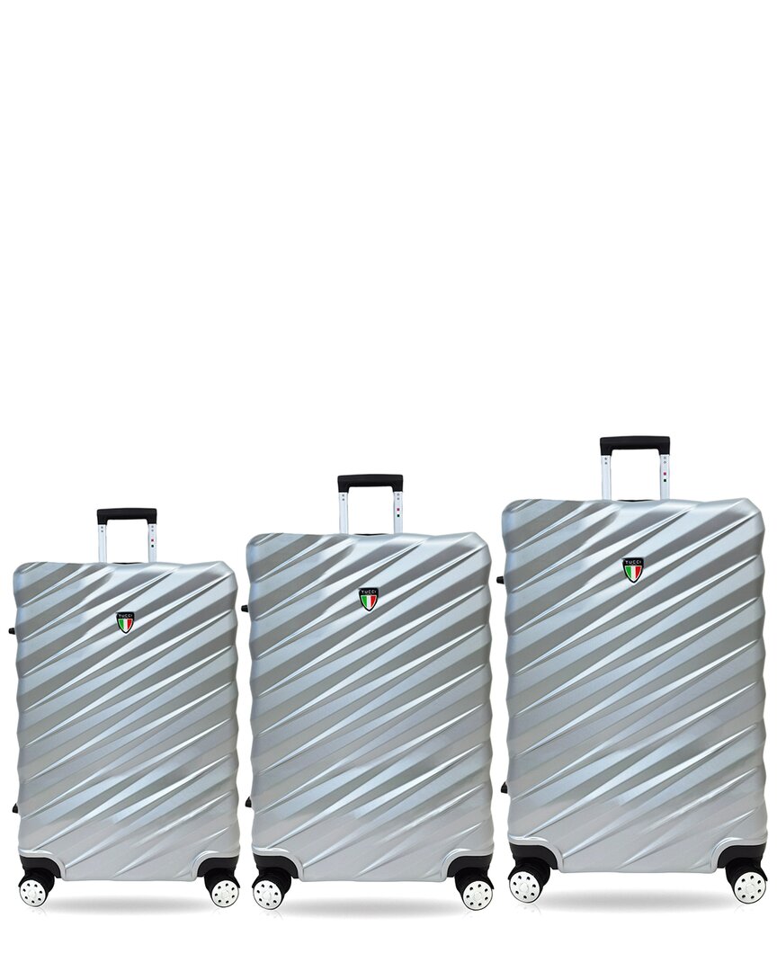 Tucci Storto Expandable 3pc Luggage Set In Silver