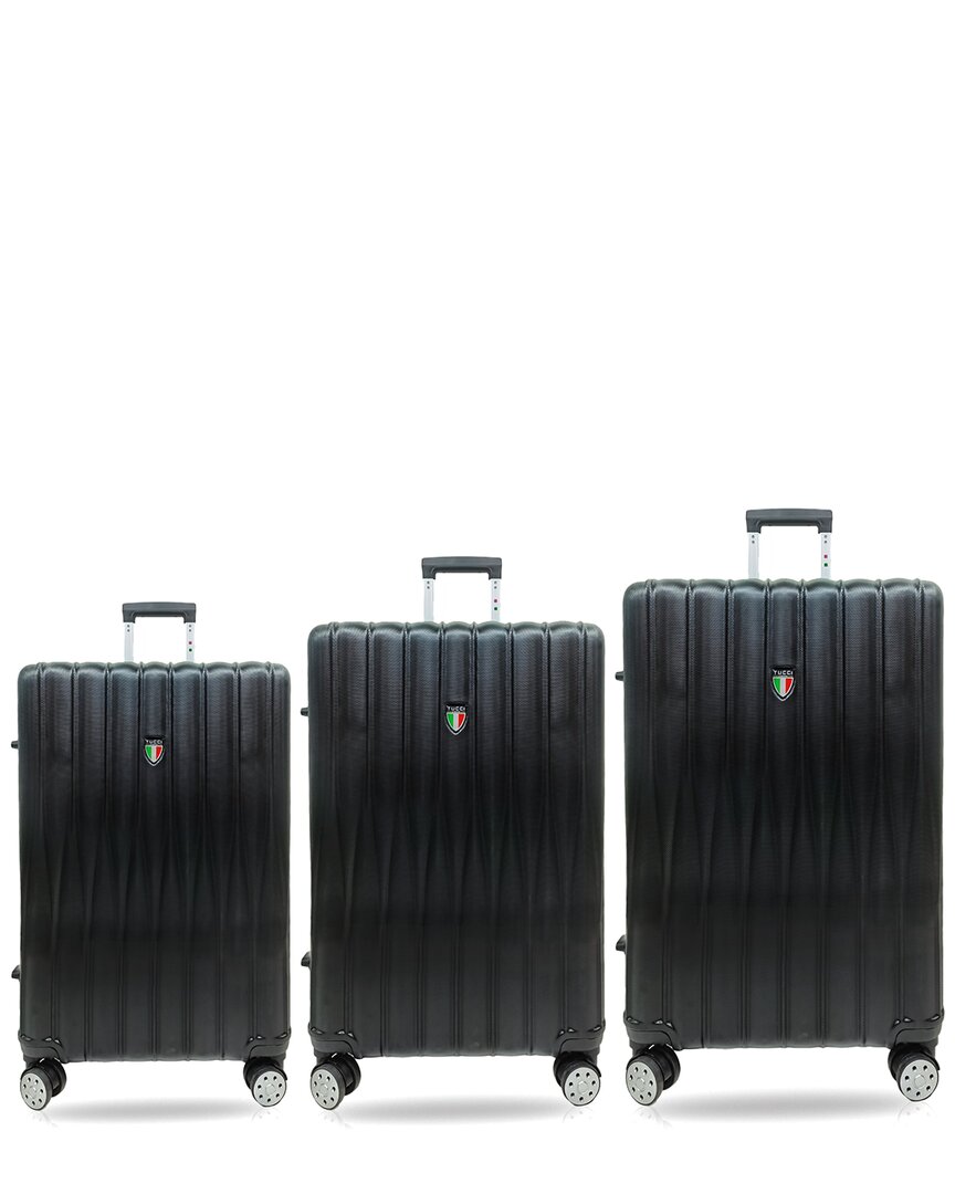 Tucci Barato Expandable 3pc Luggage Set In Black