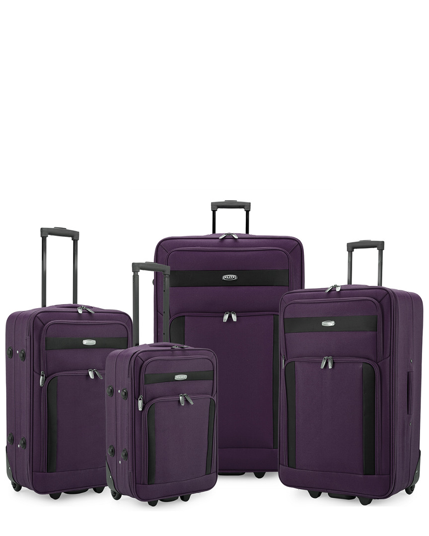 Elite Luggage 4pc Softside Lightweight Rolling Luggage Set In Purple