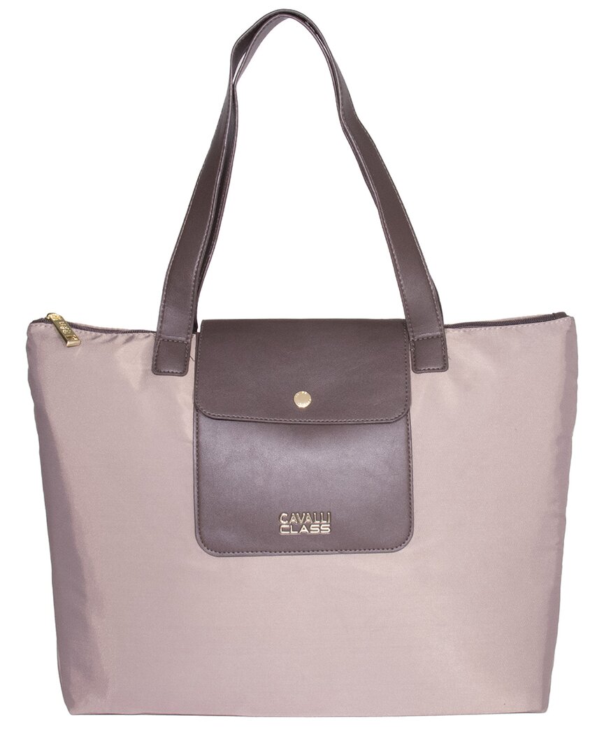 Cavalli Class Nylon Large Tote In Pink