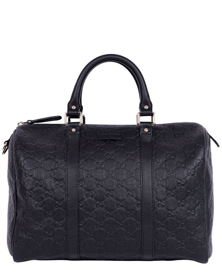 Gucci Black Ssima Leather Medium Boston (authentic Pre-loved)