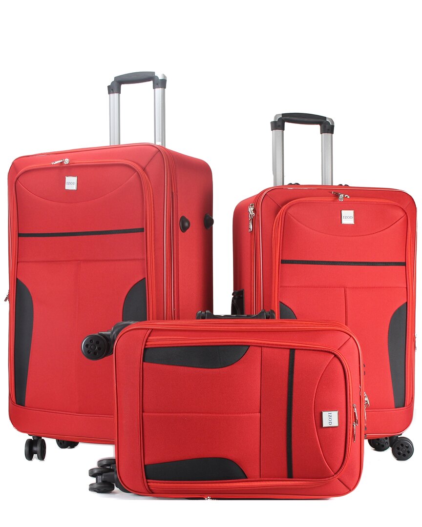 Izod Janna Soft Shell Designer 3pc Expandable Luggage Set In Red