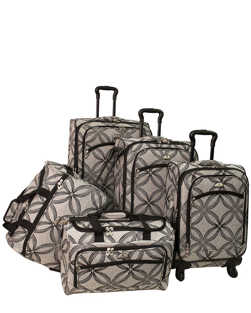 American Flyer Silver Clover 5pc Spinner Luggage Set