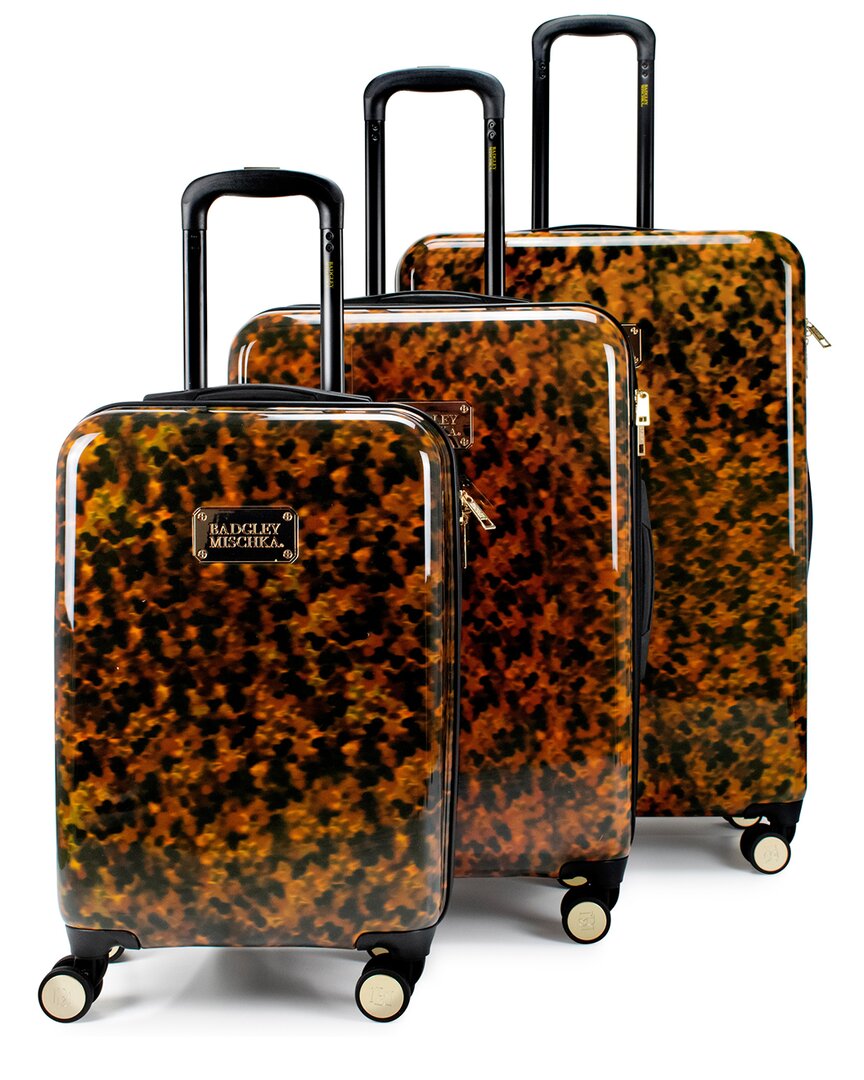 Shop Badgley Mischka Essence Hard Spinner 3pc Luggage Set In Brown