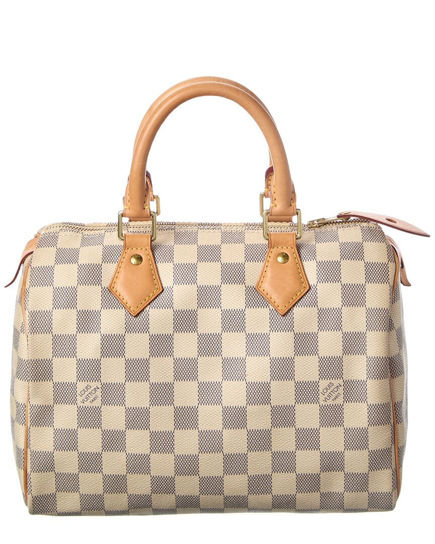 Pre-owned Louis Vuitton White Damier Azur Coated Canvas Speedy 25 (authentic Pre-loved)