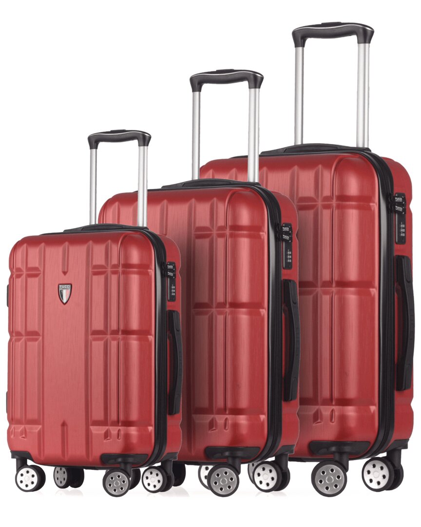 Tucci Massa 3pc Expandable Luggage Set In Burgundy