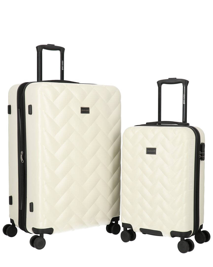 Roberto Cavalli Molded Quilt Collection 2pc Expandable Luggage Set In Beige