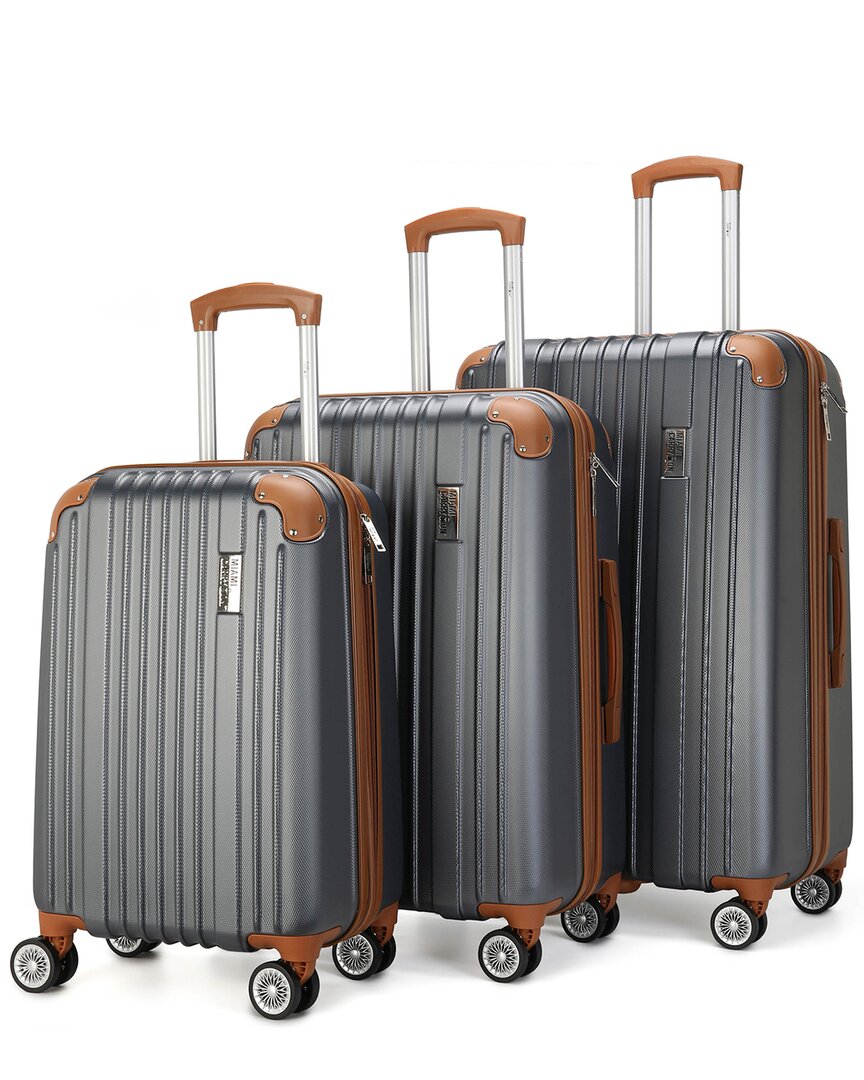 Miami Carryon Collins 3pc Expandable Retro Spinner In Grey