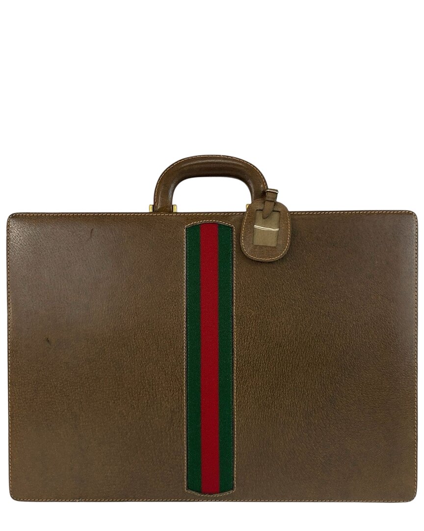 Pre-owned Gucci Brown Others Sherry Line Briefcase (authentic Pre-loved)