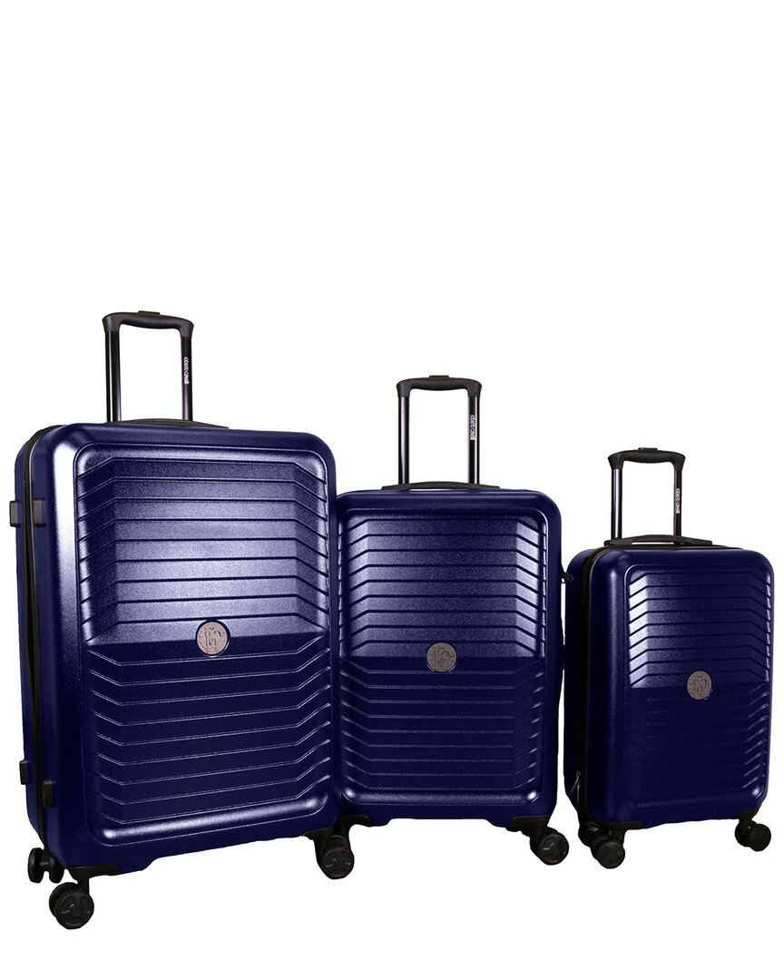 Roberto Cavalli Carbon Fiber 3pc Expandable Luggage Set In Blue