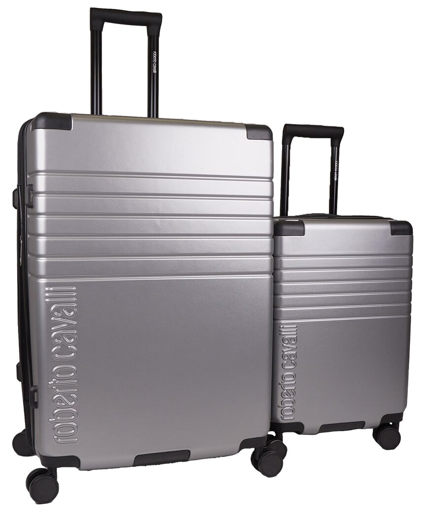 Roberto Cavalli Core Molded 2pc Expandable Luggage Set In Silver