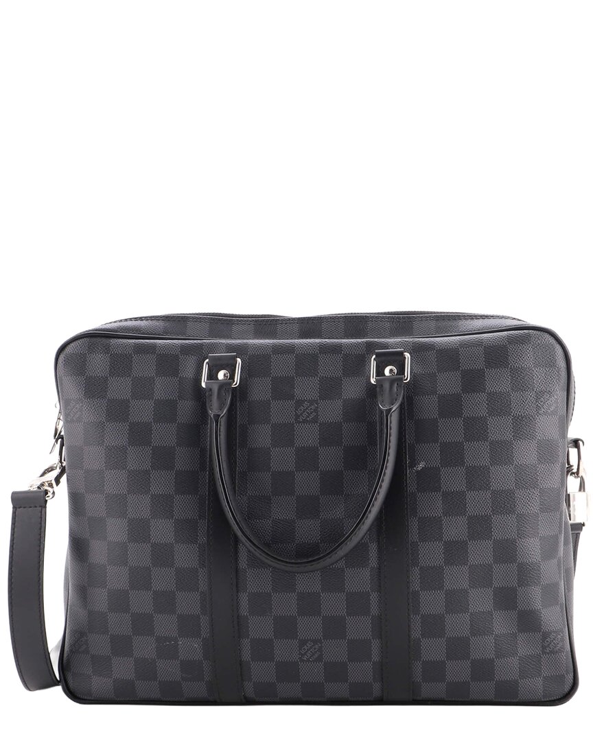 Pre-owned Louis Vuitton Black Damier Graphite Porte-documents Voyage Briefcase Pm  (authentic Pre-loved)