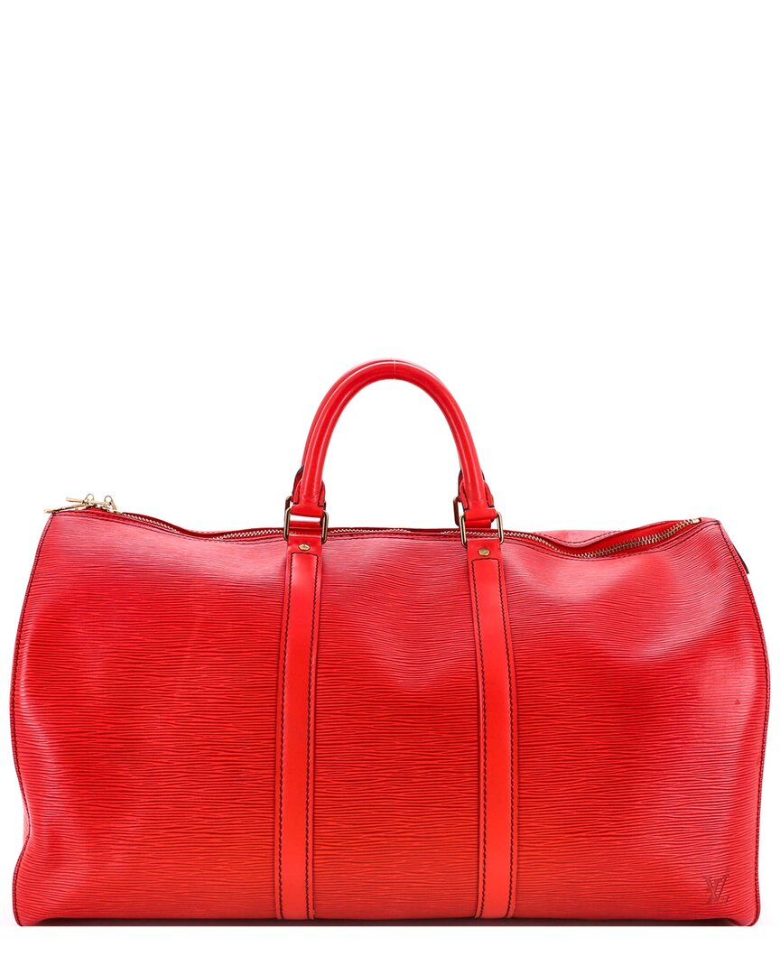 Pre-owned Louis Vuitton Red Epi Leather Keepall Bag 50 (authentic Pre-loved)