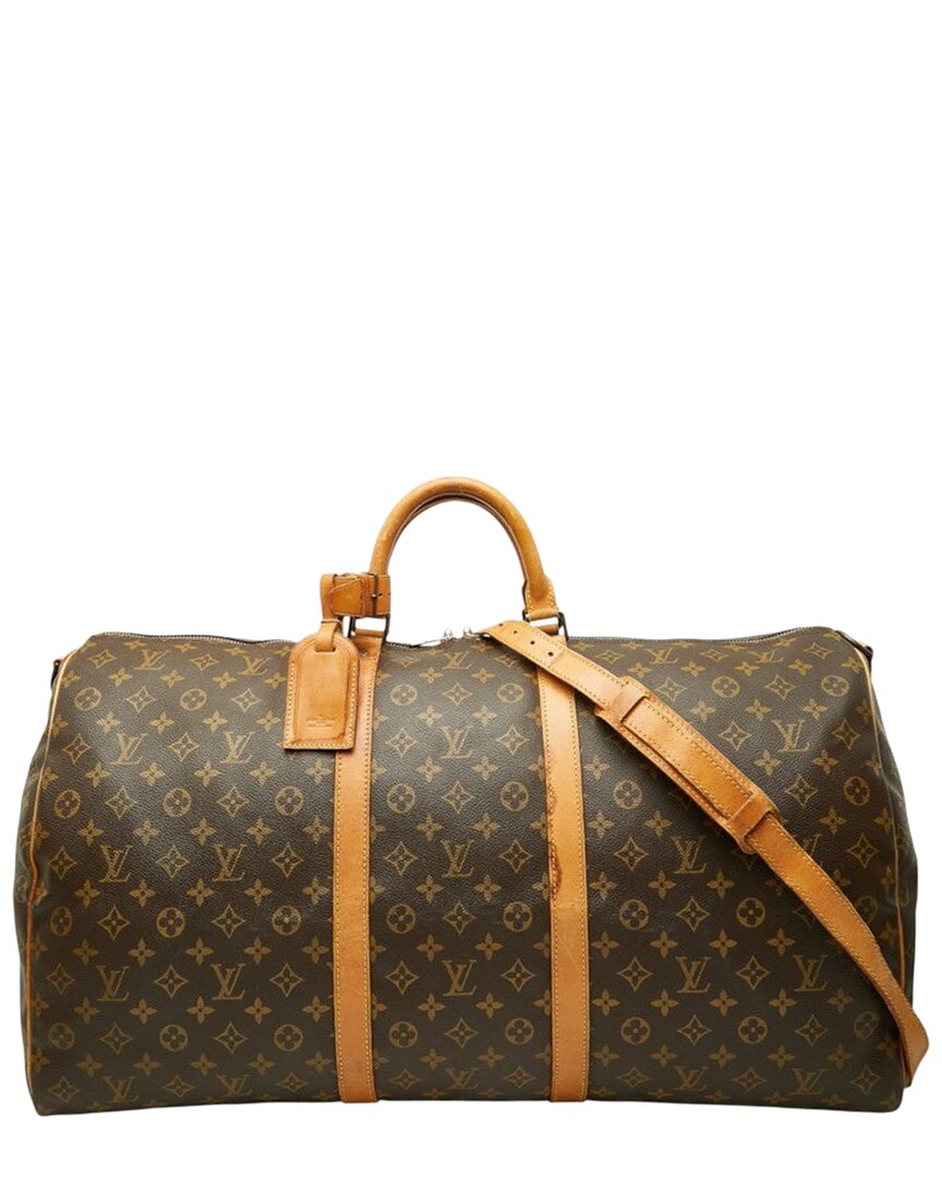 Pre-owned Louis Vuitton Brown Coated/waterproof Canvas Keepall Bandouliere 60 (authentic  Pre-loved)