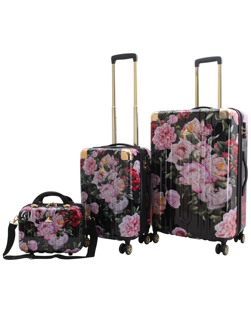 Shop Triforce Ibiza Collection 3pc Expandable Luggage Set In Black