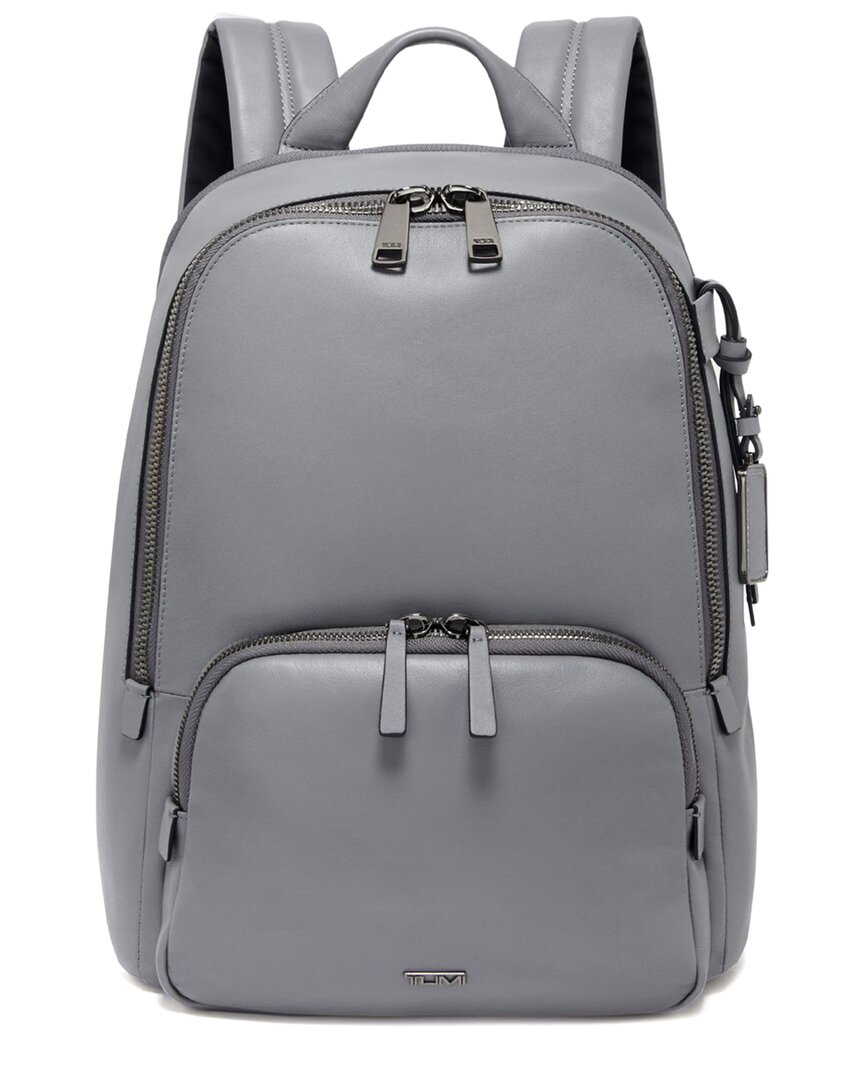 Tumi Voyageur Hannah Leather Backpack In Grey