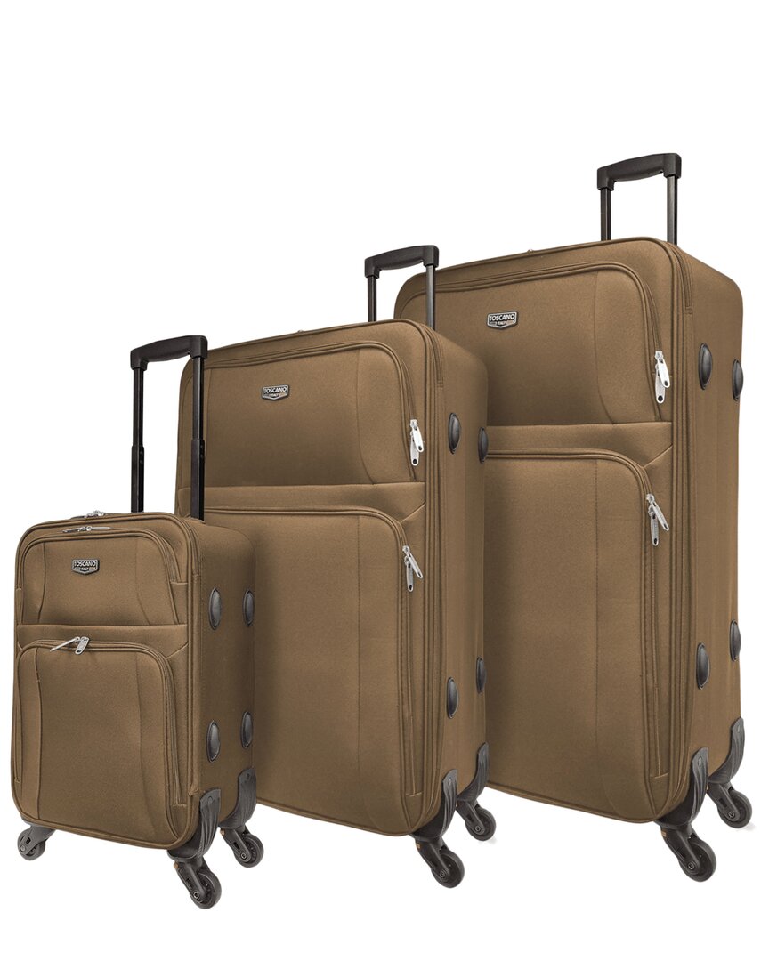 Toscano Notevole 3pc Expandable Luggage Set In Brown