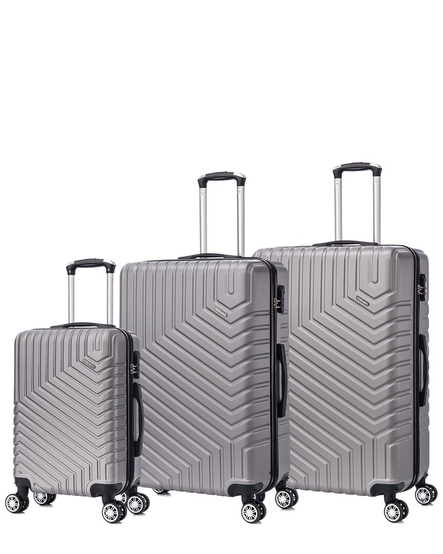 Toscano Rigoroso 3pc Expandable Luggage Set In Silver