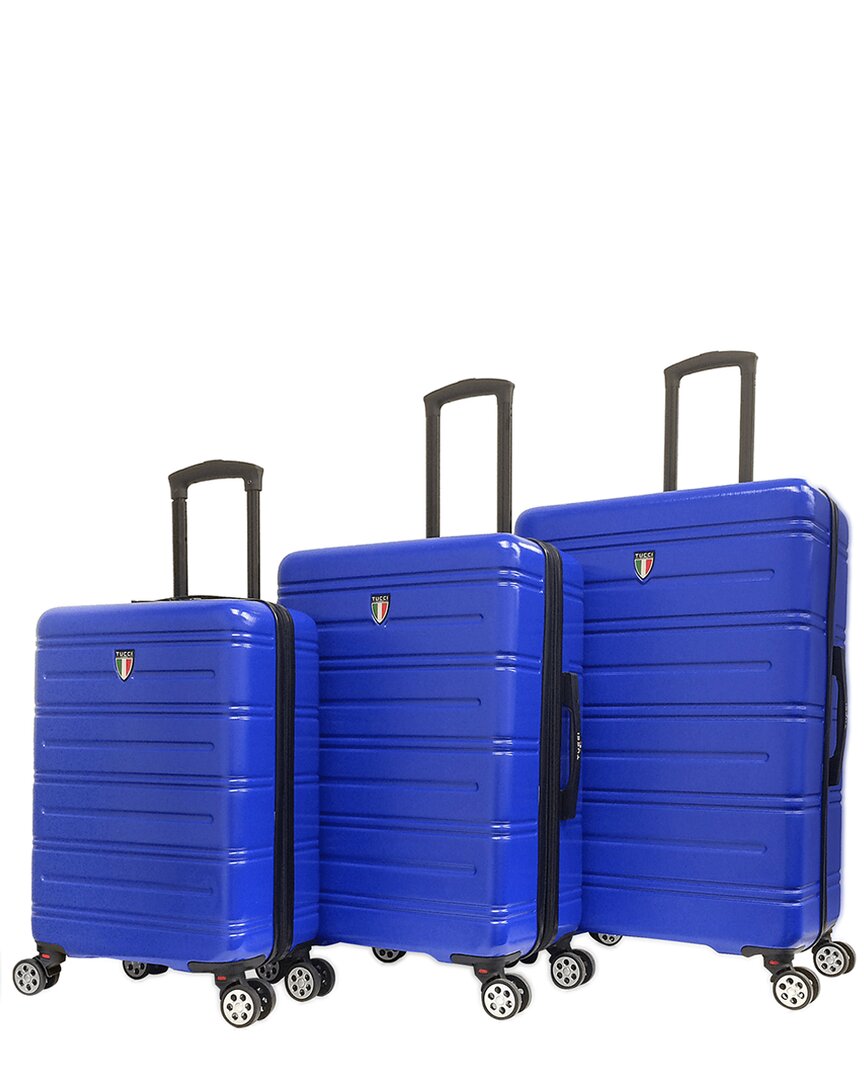 Tucci Black Label Letizia 3pc Expandable Luggage Set In Blue