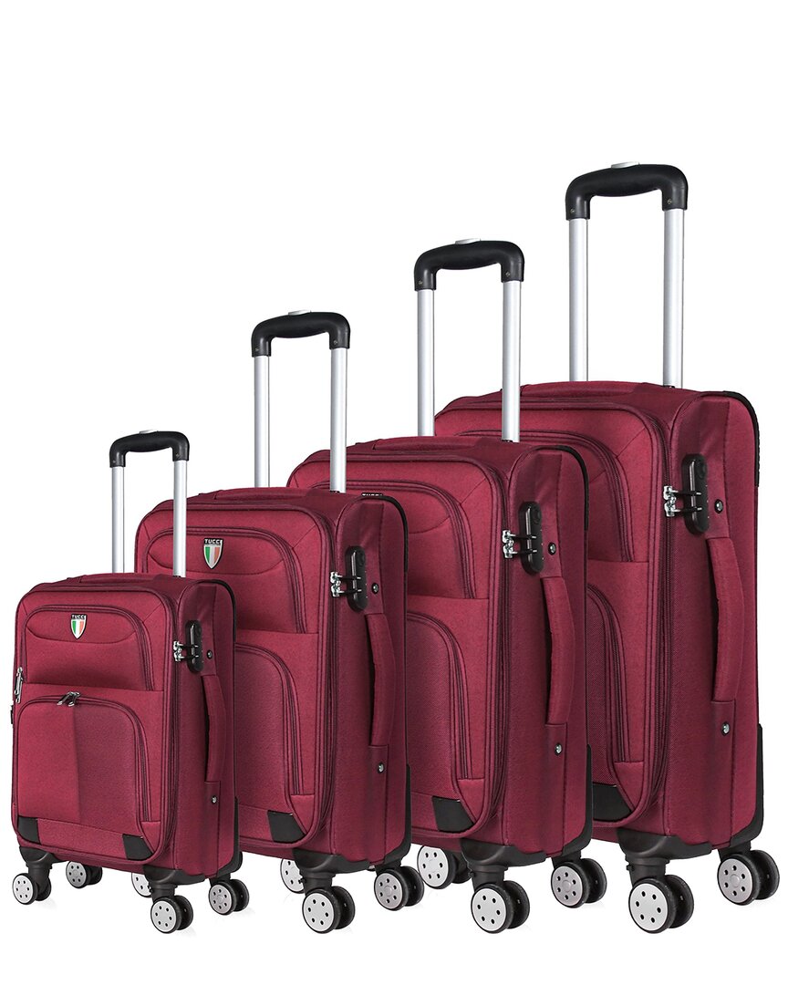 Shop Tucci Italy Strati 4pc Expandable Luggage Set In Red