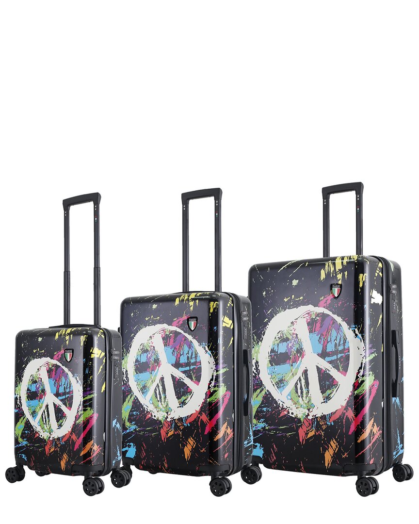 Tucci Peace In The World 3pc Luggage Set In Burgundy
