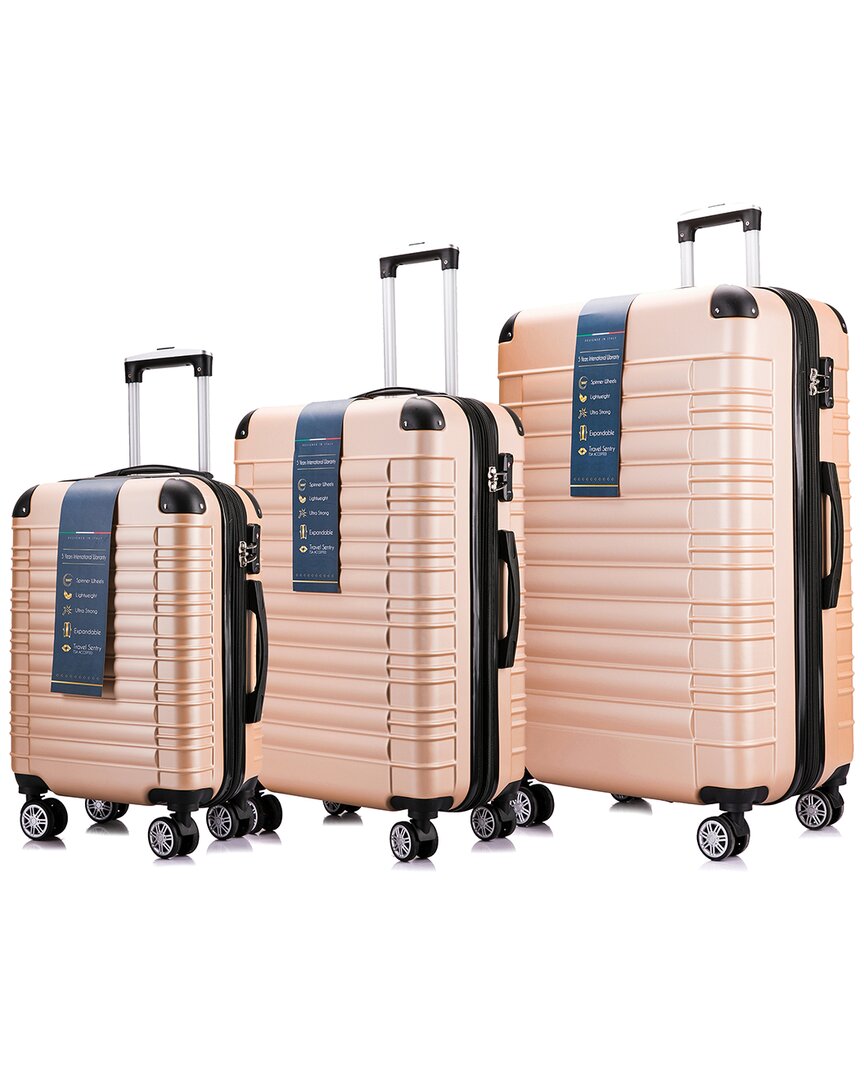 Bronco Polo Evolution 3pc Lightweight Hardside Expandable Luggage Set In Gold