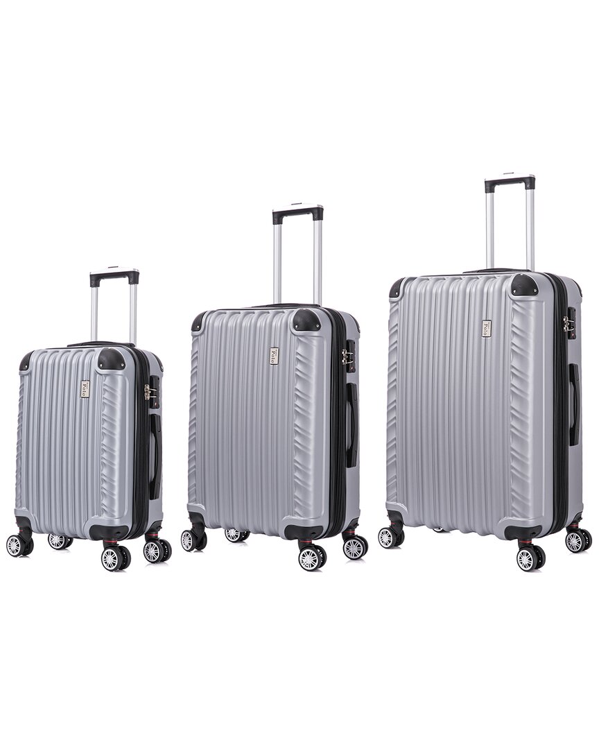 Bronco Polo Capri 3pc Lightweight Hardside Expandable Luggage Set In Silver