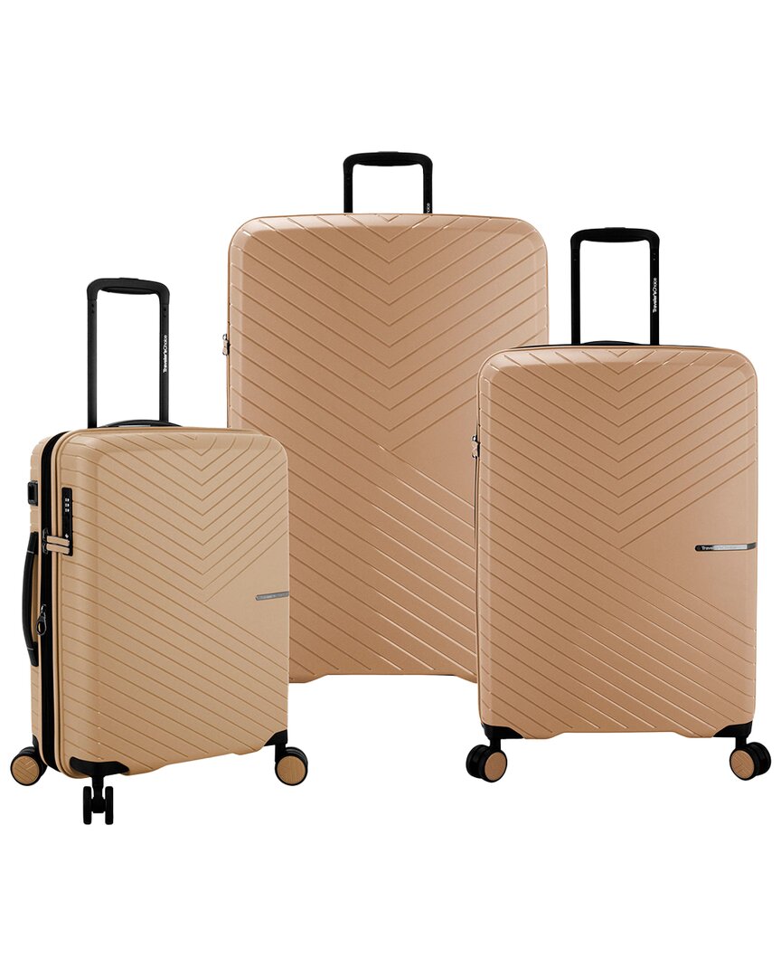 Shop Traveler's Choice Vale 3pc Hardside Spinner Luggage Set In Brown