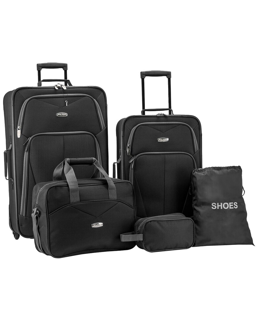Shop Elite Luggage Whitfield 5pc Softside Luggage Set In Black