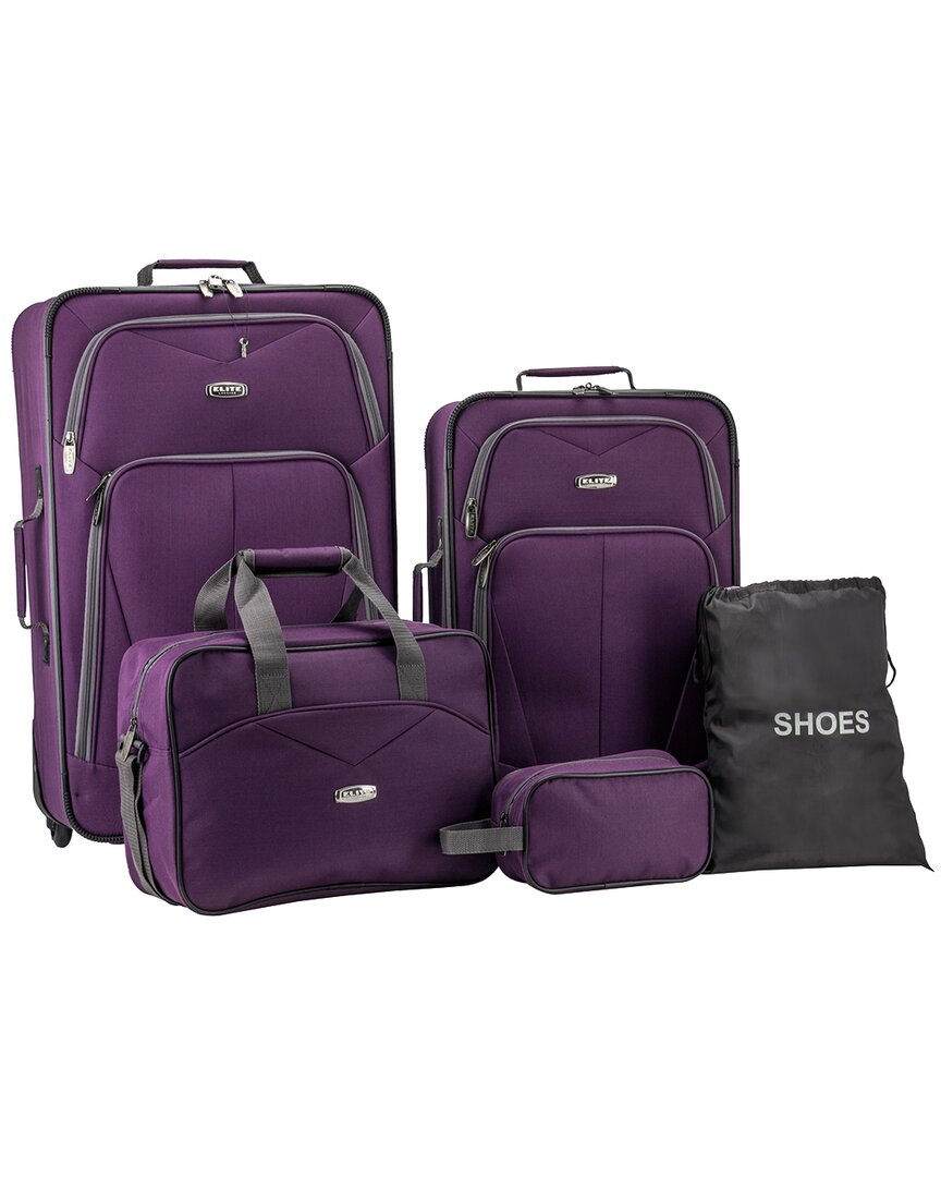 Shop Elite Luggage Whitfield 5pc Softside Luggage Set In Purple