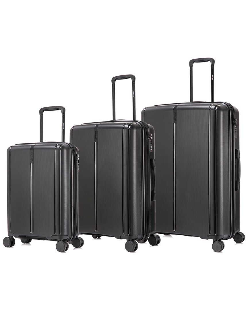 Dukap 3pc Airley Lightweight Expandable Hardside Spinner Luggage Set In Black