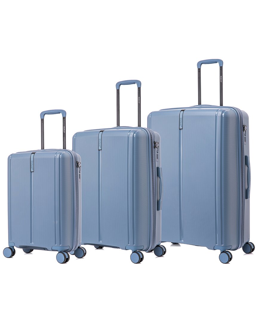 Dukap 3pc Airley Lightweight Expandable Hardside Spinner Luggage Set In Blue